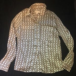 Michael Kors petite chain print button up blouse
